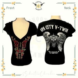Ladies Eternal Hot Springs Arkansas Spa City V Twin Motorcycle Shirt Size Medium
